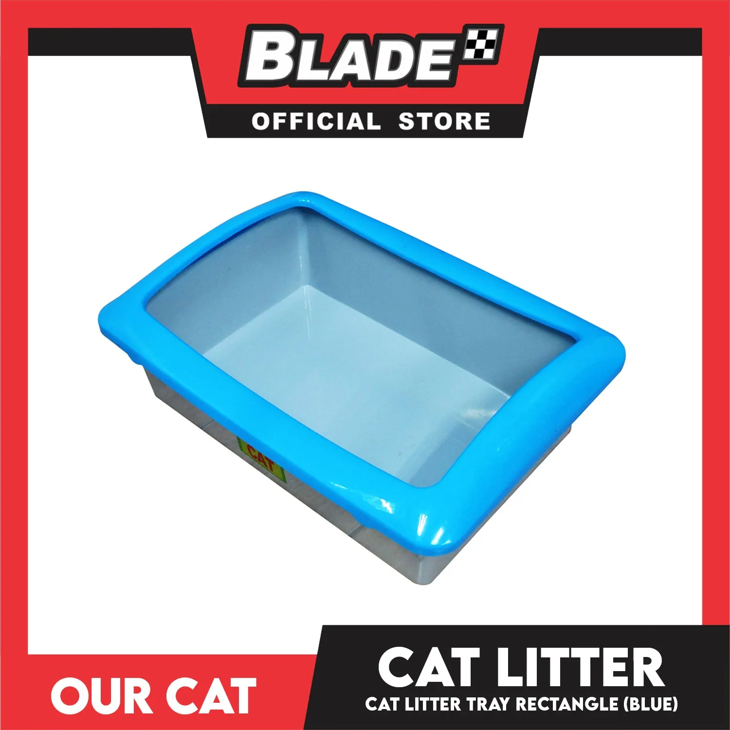 Our Cat Litter Tray Rectangle with Cat Litter Scooper (Blue)
