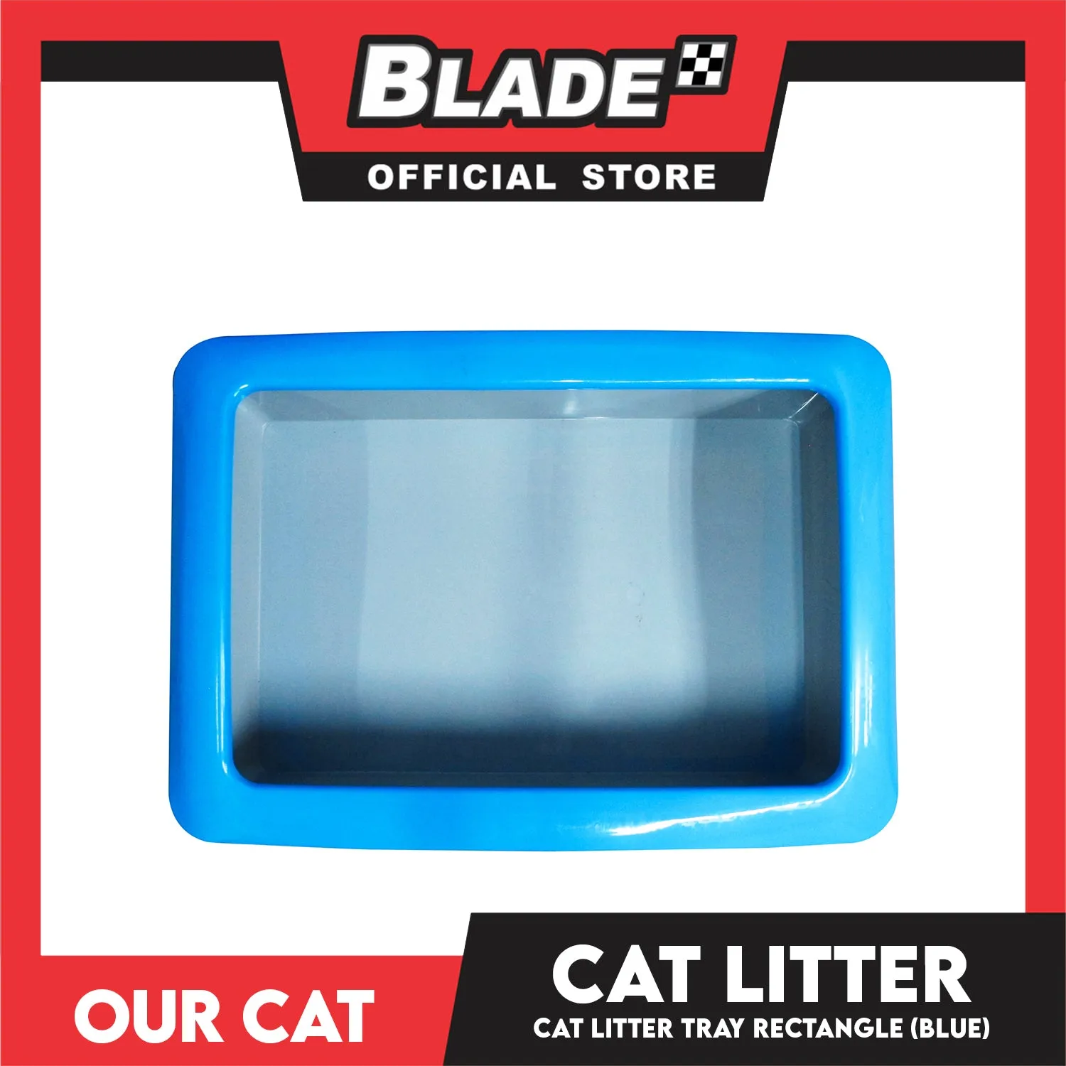 Our Cat Litter Tray Rectangle with Cat Litter Scooper (Blue)