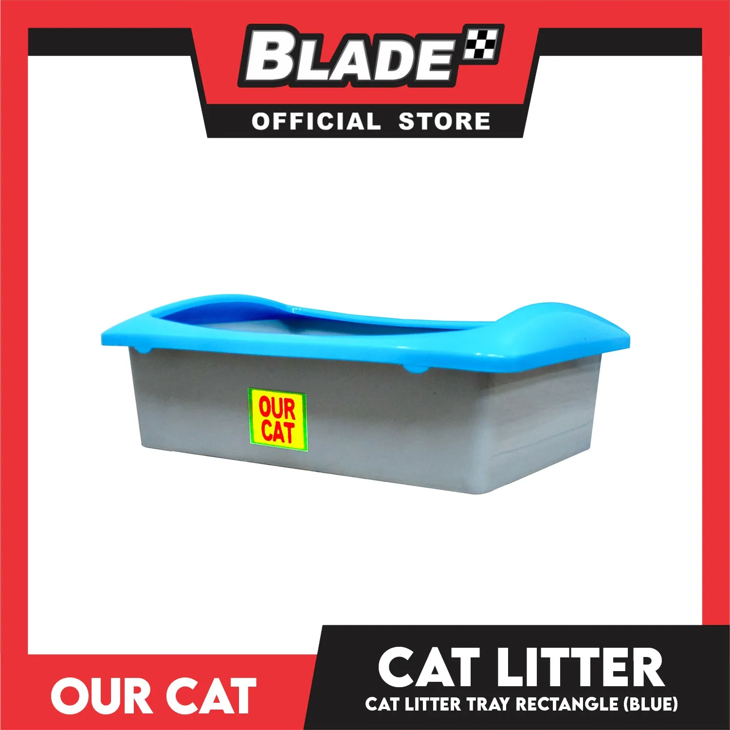 Our Cat Litter Tray Rectangle with Cat Litter Scooper (Blue)