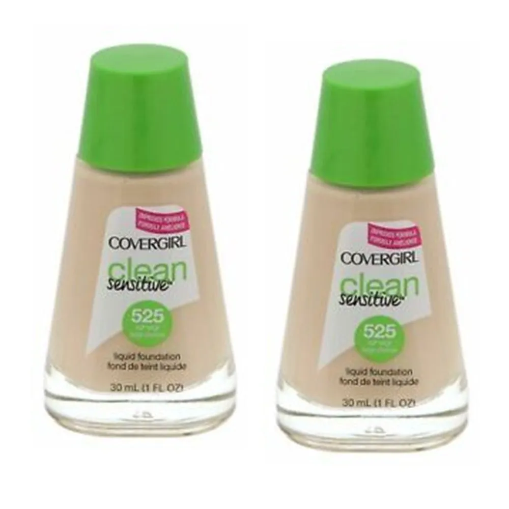 Pack of 2 CoverGirl Clean Sensitive Liquid Foundation, Buff Beige 525