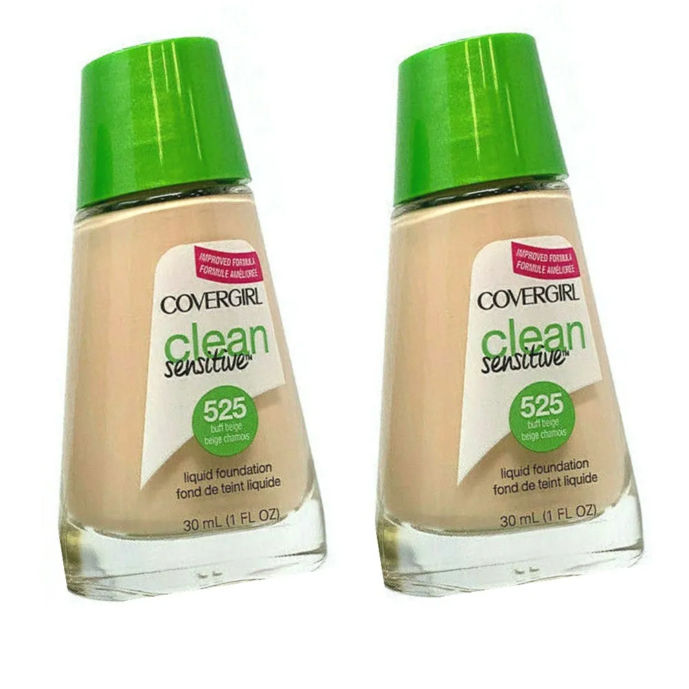 Pack of 2 CoverGirl Clean Sensitive Liquid Foundation, Buff Beige 525