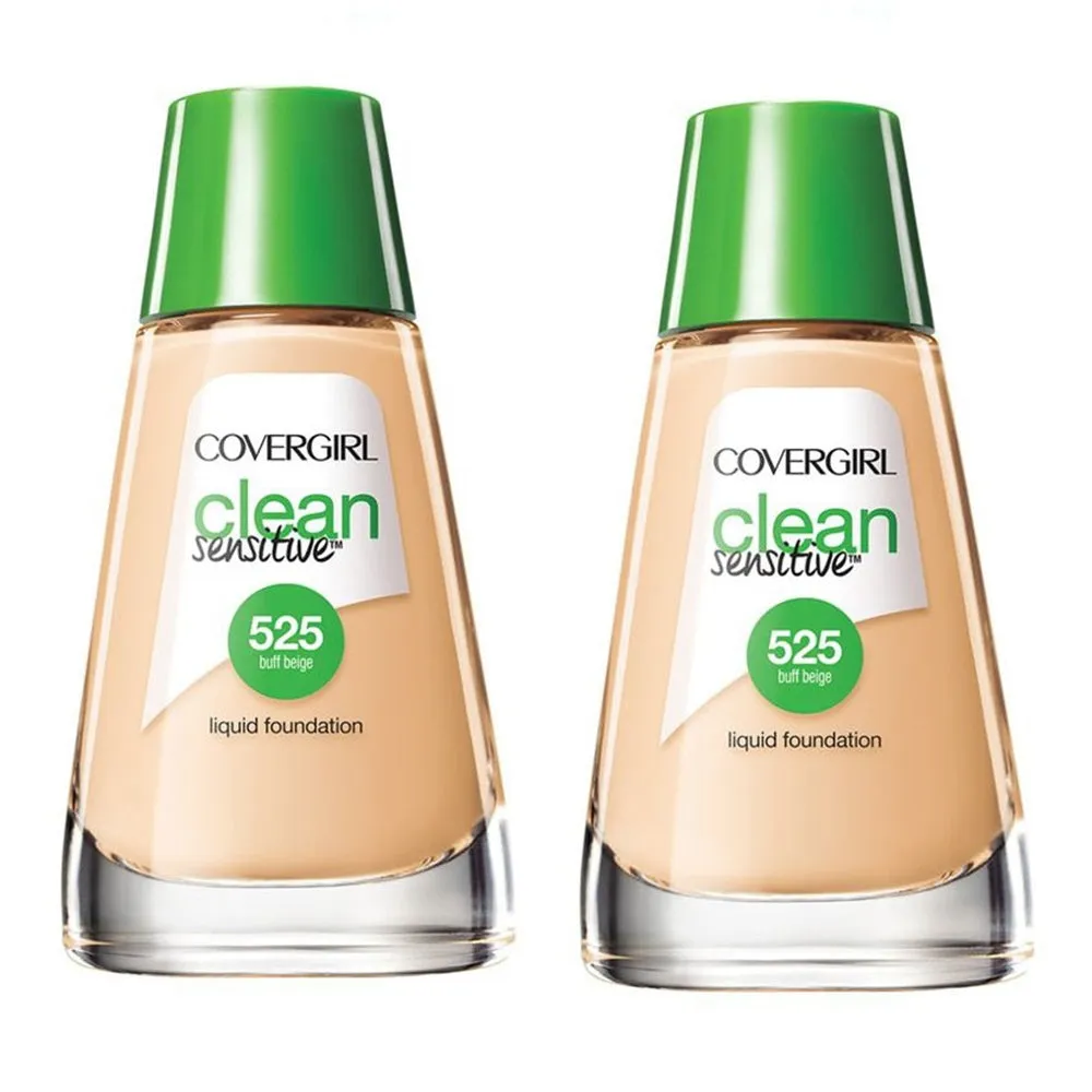 Pack of 2 CoverGirl Clean Sensitive Liquid Foundation, Buff Beige 525