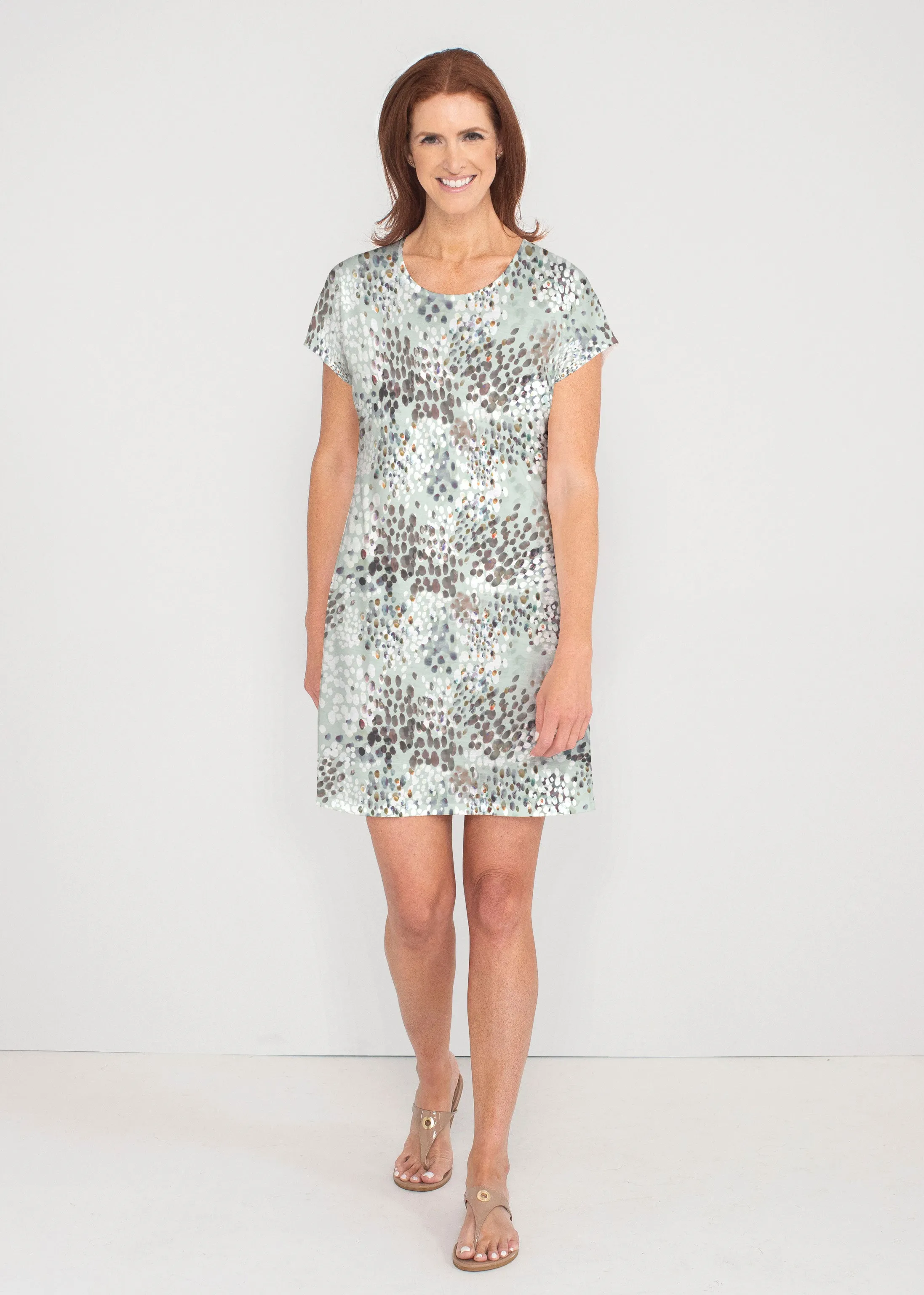 Painted Dots (8020) ~ French Terry Short Sleeve Crew Dress