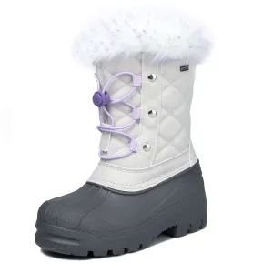 Purple Lace Gray Snow Boots with Fur Collar