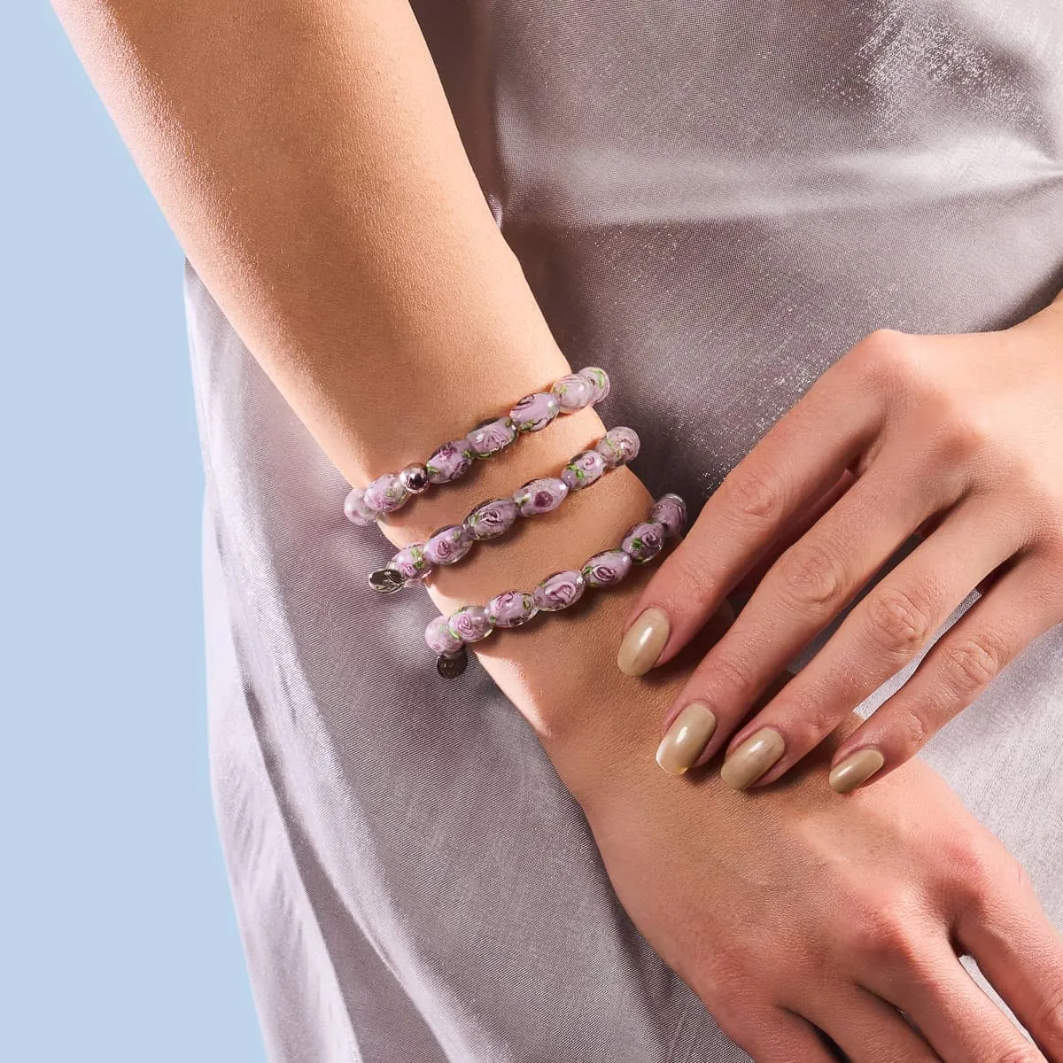 Purple Rose | .925 Sterling Silver | Firefly Glass Garden Bracelet