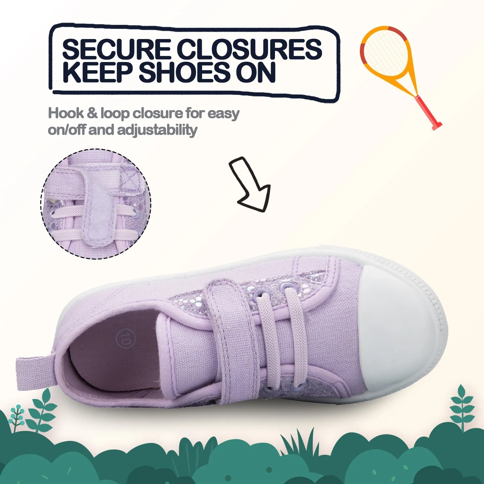 Purple Sequined Single Hook and Loop Canvas Sneakers