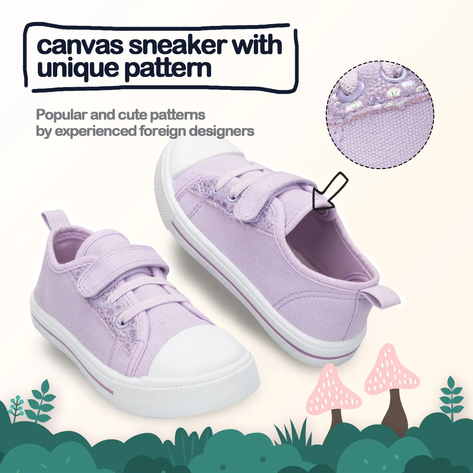 Purple Sequined Single Hook and Loop Canvas Sneakers
