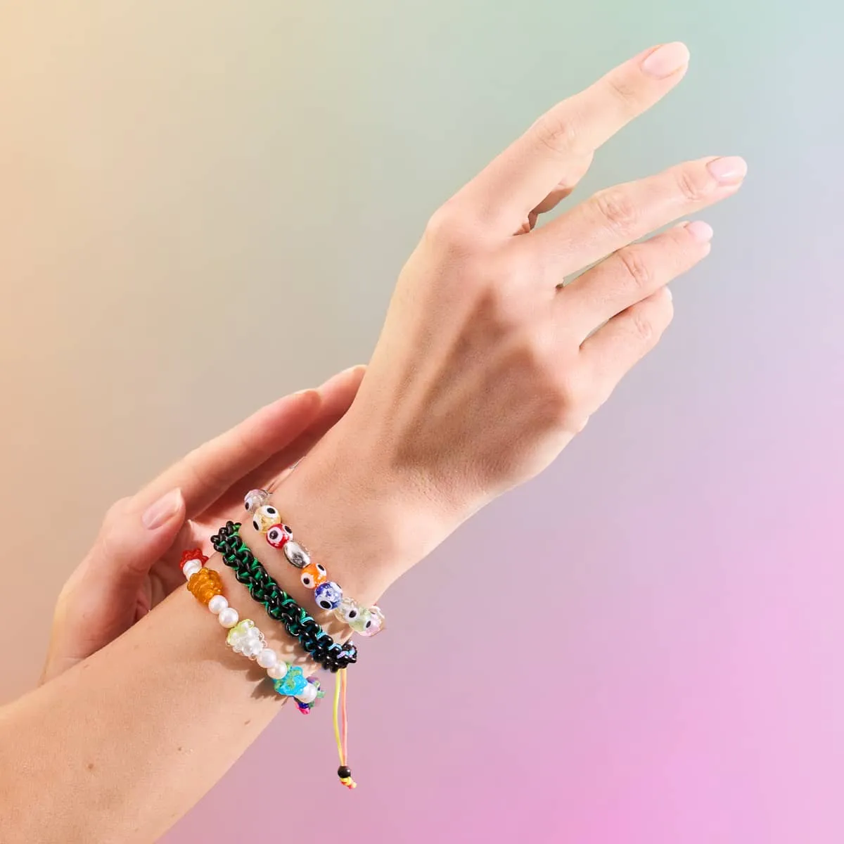 Rainbow | .925 Sterling Silver | Firefly Glass Evil Eye Bracelet