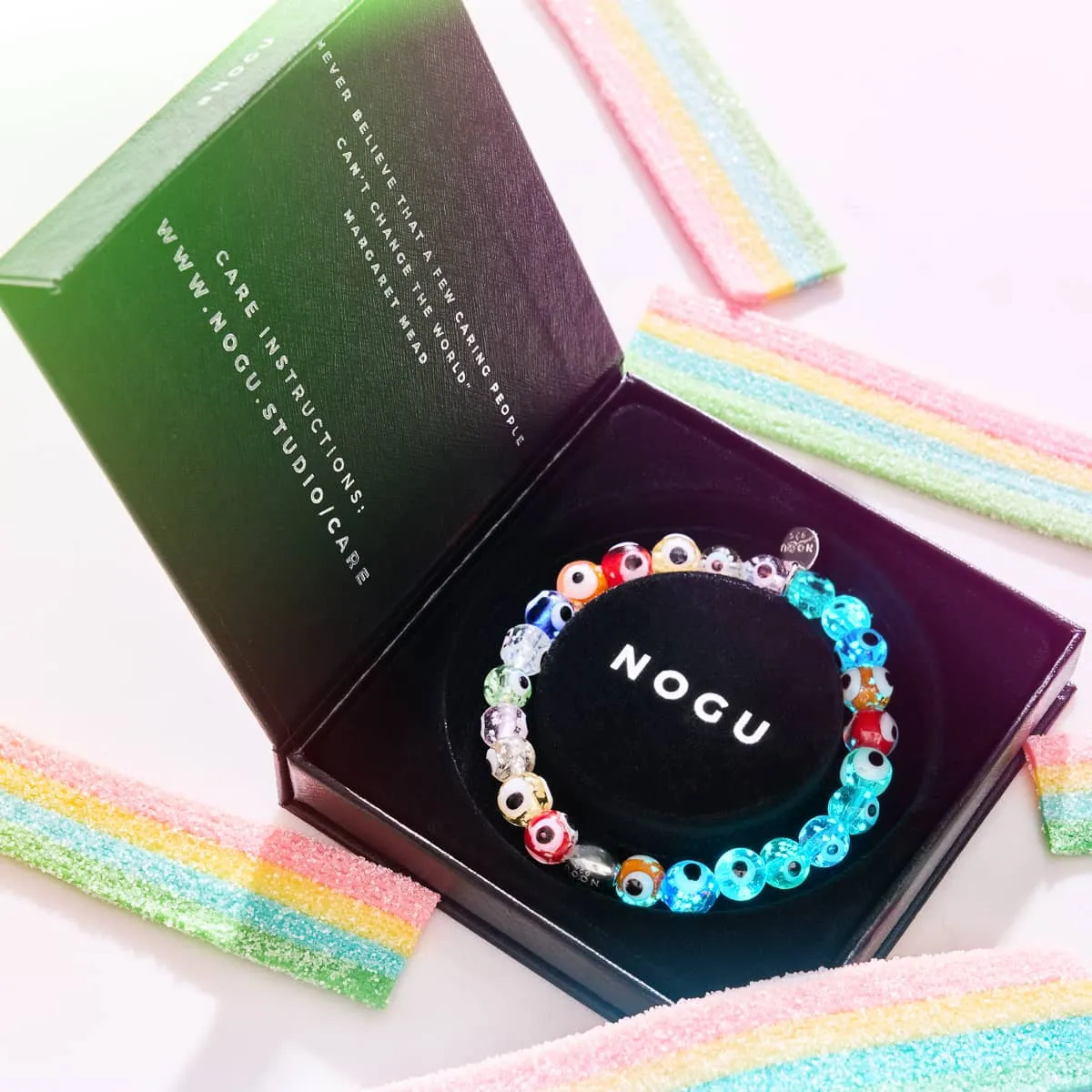 Rainbow | .925 Sterling Silver | Firefly Glass Evil Eye Bracelet