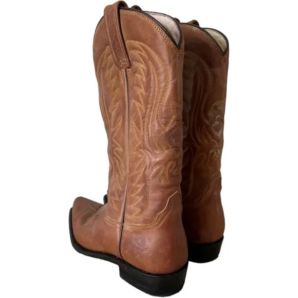 Rancho BIG Boys Cowboy Western boots Tan Sz US 5.5 Made in Mexico Sz 24.5 EE