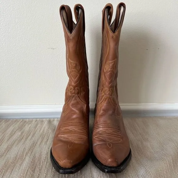 Rancho BIG Boys Cowboy Western boots Tan Sz US 5.5 Made in Mexico Sz 24.5 EE