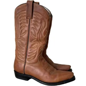 Rancho BIG Boys Cowboy Western boots Tan Sz US 5.5 Made in Mexico Sz 24.5 EE