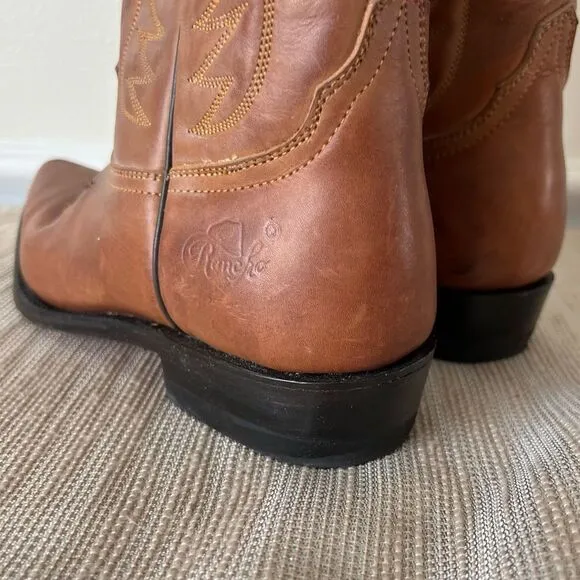 Rancho BIG Boys Cowboy Western boots Tan Sz US 5.5 Made in Mexico Sz 24.5 EE