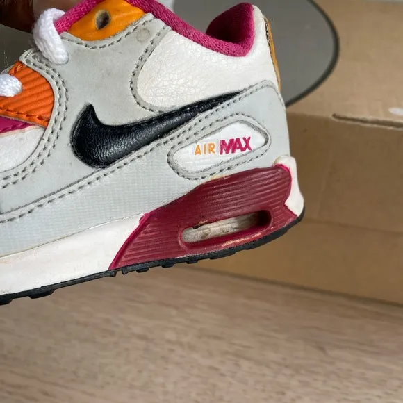 RARE 2012 Nike Air Max 90 Pink/White/Orange Sneakers Toddler Girls - SZ 4 C