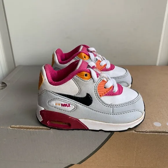 RARE 2012 Nike Air Max 90 Pink/White/Orange Sneakers Toddler Girls - SZ 4 C