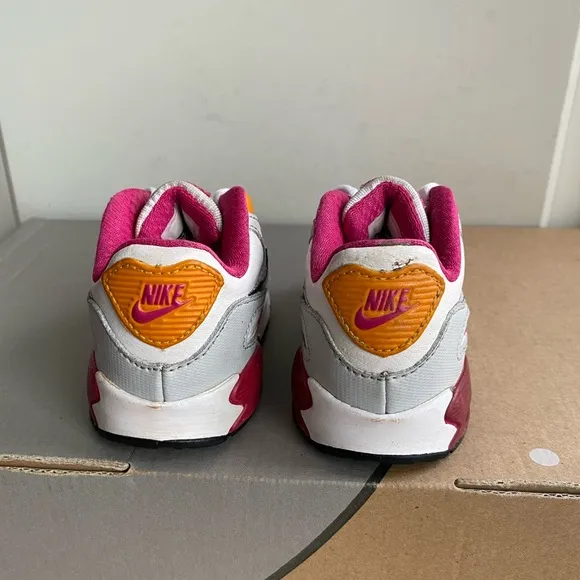 RARE 2012 Nike Air Max 90 Pink/White/Orange Sneakers Toddler Girls - SZ 4 C
