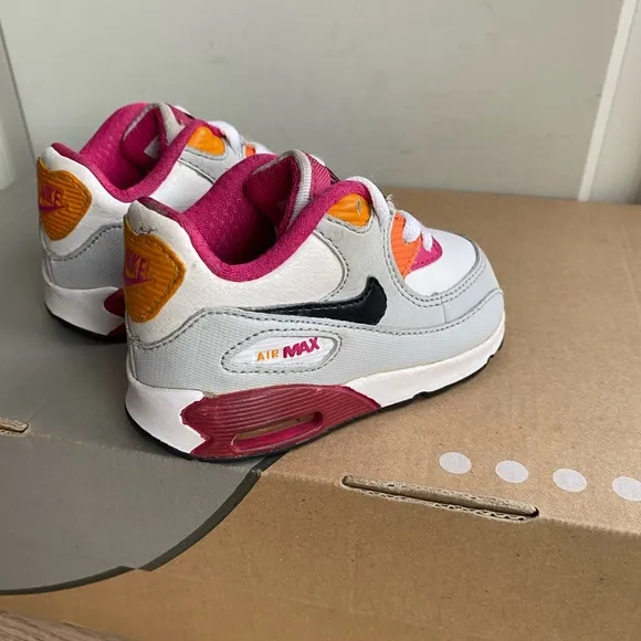 RARE 2012 Nike Air Max 90 Pink/White/Orange Sneakers Toddler Girls - SZ 4 C