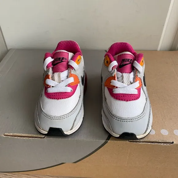 RARE 2012 Nike Air Max 90 Pink/White/Orange Sneakers Toddler Girls - SZ 4 C