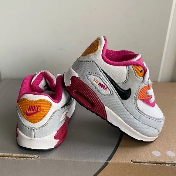 RARE 2012 Nike Air Max 90 Pink/White/Orange Sneakers Toddler Girls - SZ 4 C