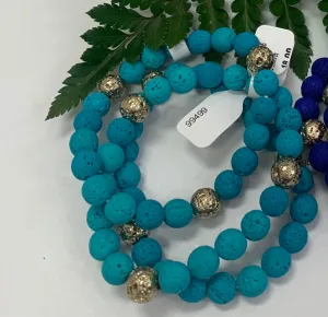 Round Lava Stretch Bracelet (Turquoise)