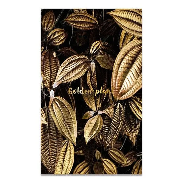 Scandinavian Golden Leaf & Petals Wall Art