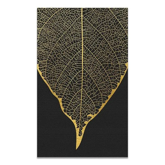 Scandinavian Golden Leaf & Petals Wall Art