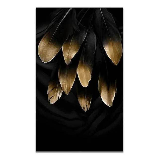 Scandinavian Golden Leaf & Petals Wall Art