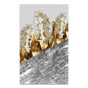 Scandinavian Golden Leaf & Petals Wall Art