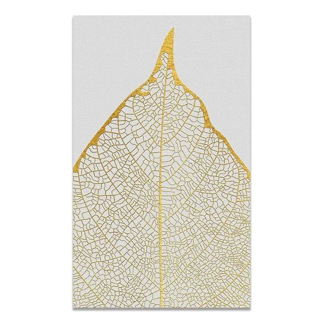 Scandinavian Golden Leaf & Petals Wall Art