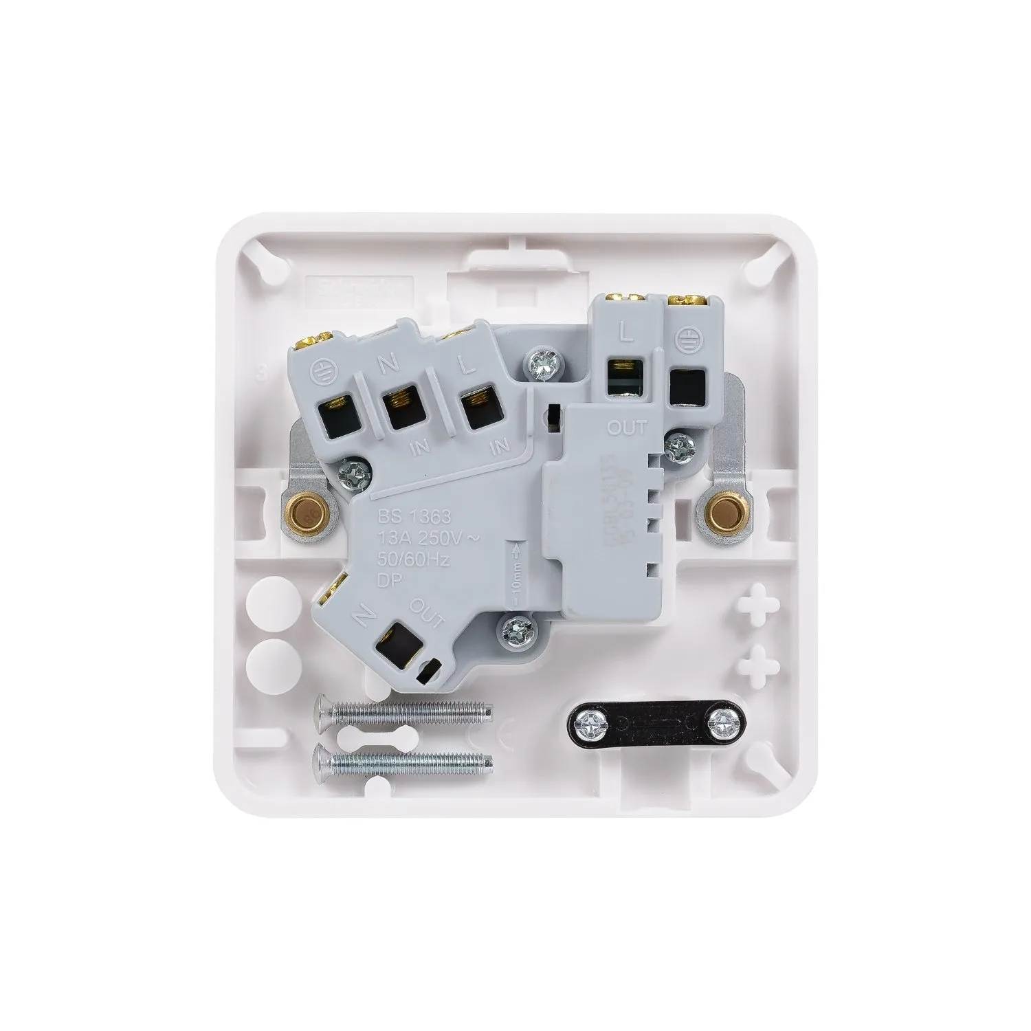 Schneider Electric GGBL5013S Lisse White Moulded 13A DP Switched Fused Connection Unit with Flex Outlet
