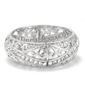 SILVER FILIGREE CRYSTAL STRETCH  BRACELETS #B3614-SIL (QH8)