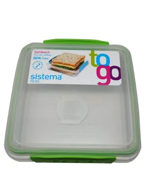 Sistema BPA-Free Reusable Food Storage Sandwich Container, Green, 1-Pack