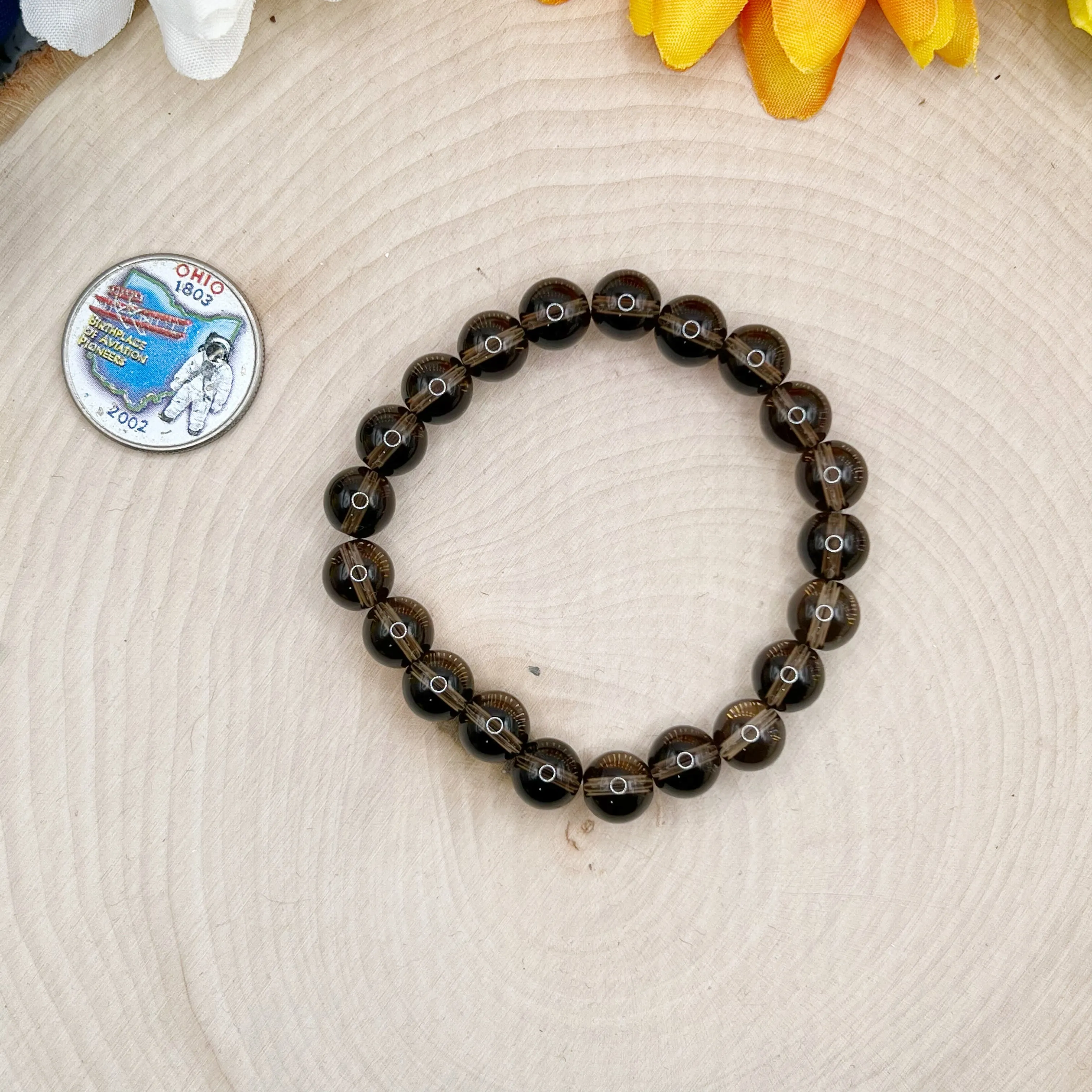 Smoky Quartz Gemstone Stretch Bracelet - 6.5 Inches
