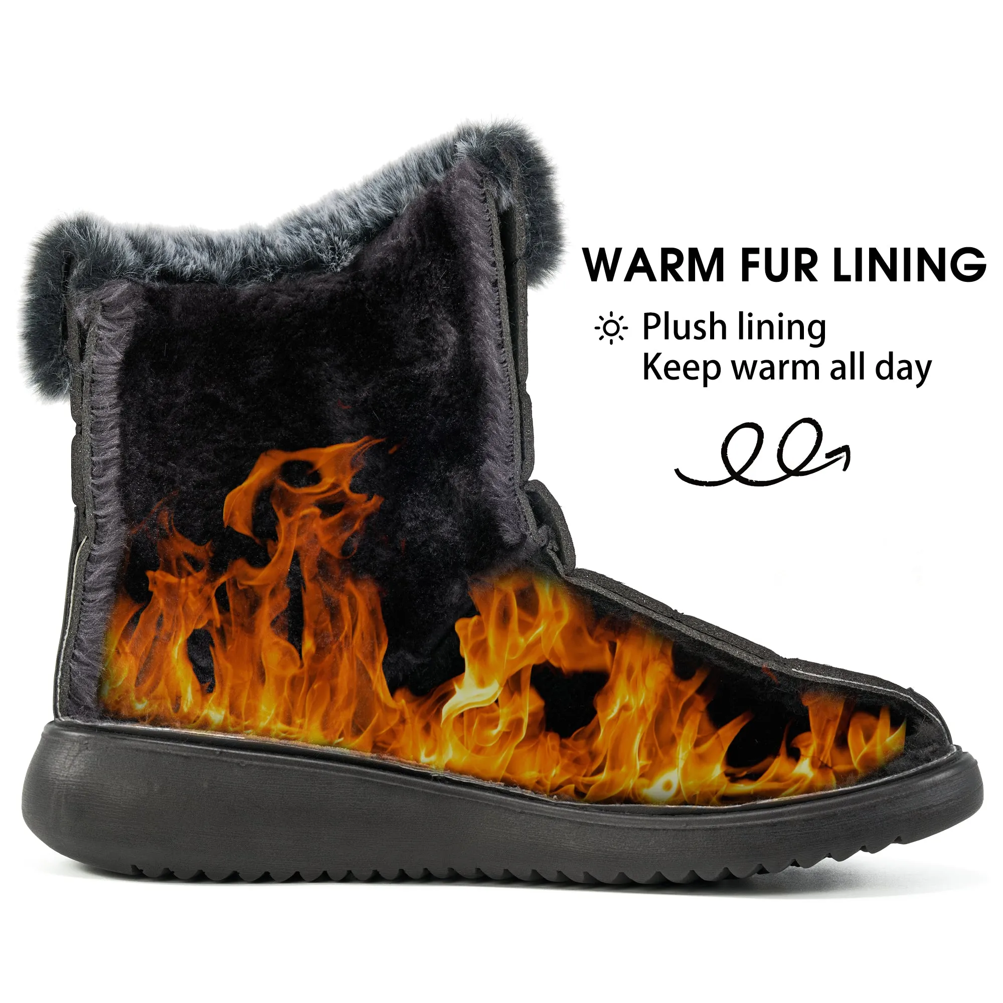 Snow Boots Women Winter Shoes Warm Faux Waterproof Fur Outdoors Ankle Booties