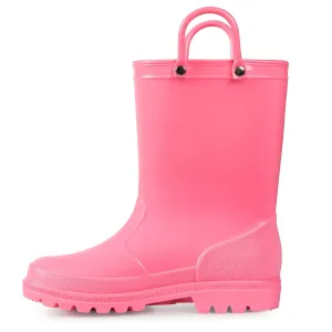 Solid Color Easy-on Handle Rubber Rain Boots