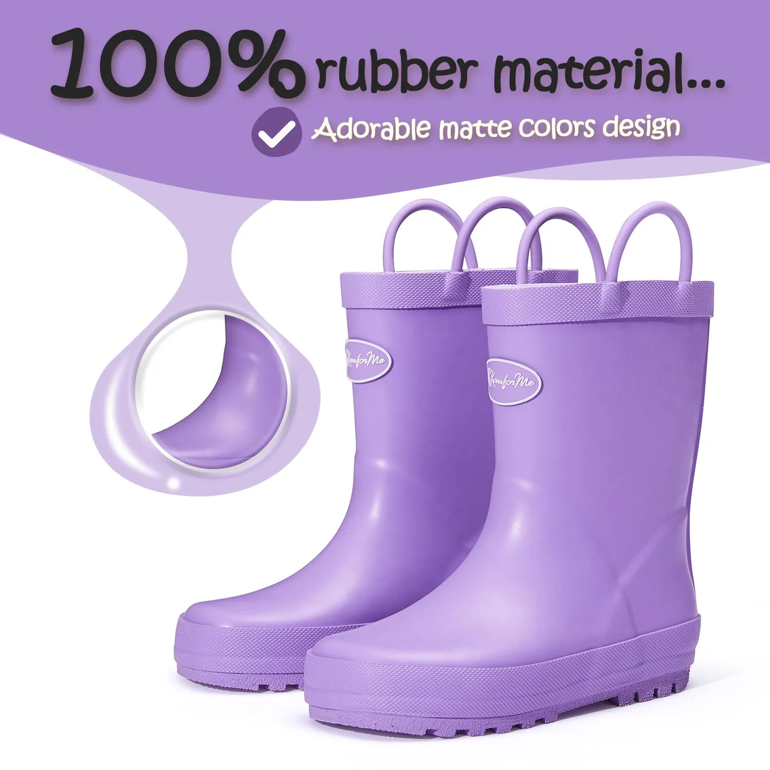 Solid Matte Easy-On Handle Rain Boots