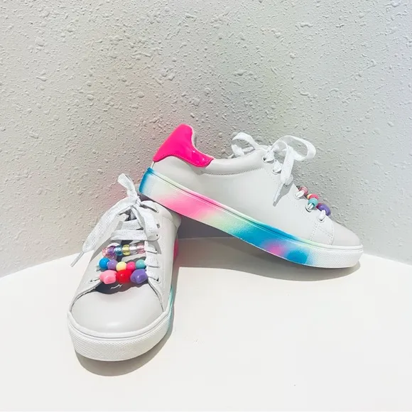 Steve Madden Big Kids Girls Charmi White Rainbow Sneakers Size 4 NWT