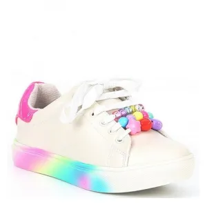 Steve Madden Big Kids Girls Charmi White Rainbow Sneakers Size 4 NWT
