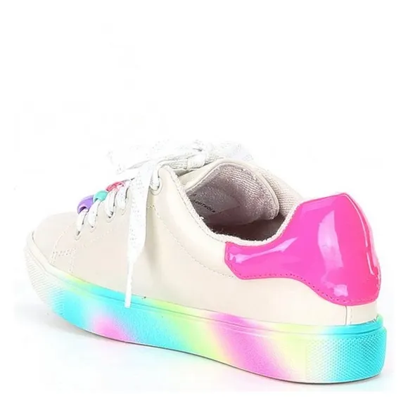 Steve Madden Big Kids Girls Charmi White Rainbow Sneakers Size 4 NWT