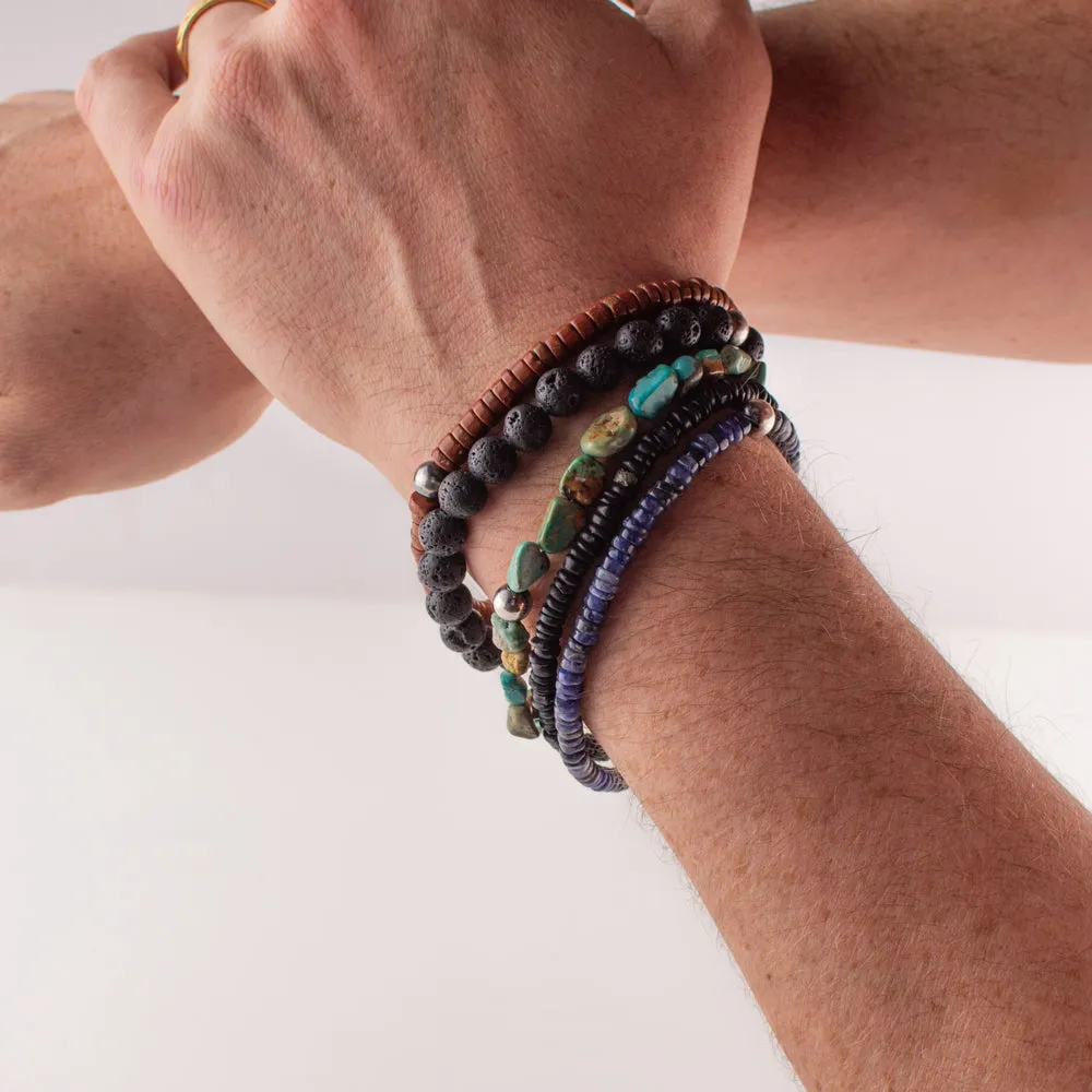 Stone & Sterling Stretch Bracelet in Lava