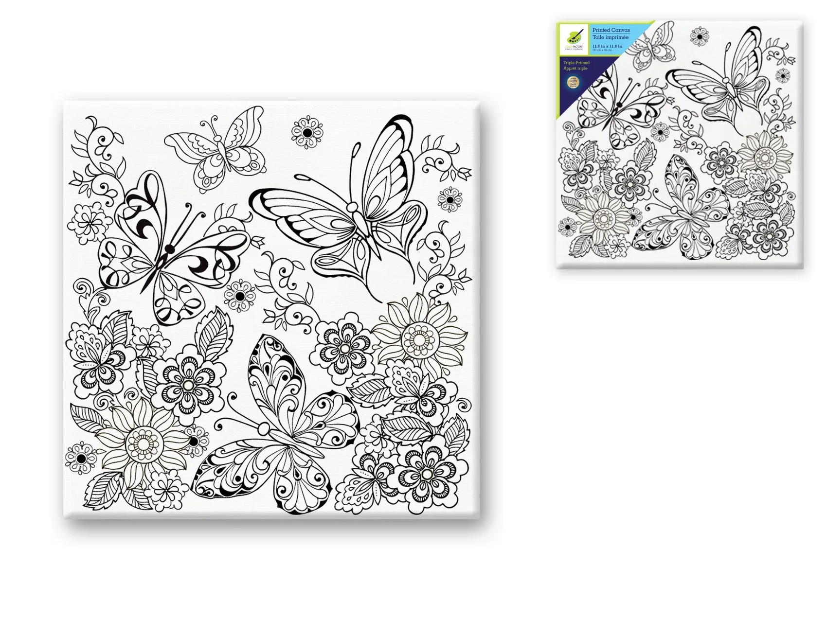 Stretch Artist Printed Canvas: 12"x12" Primed Back-Stapled - Butterfly Garden