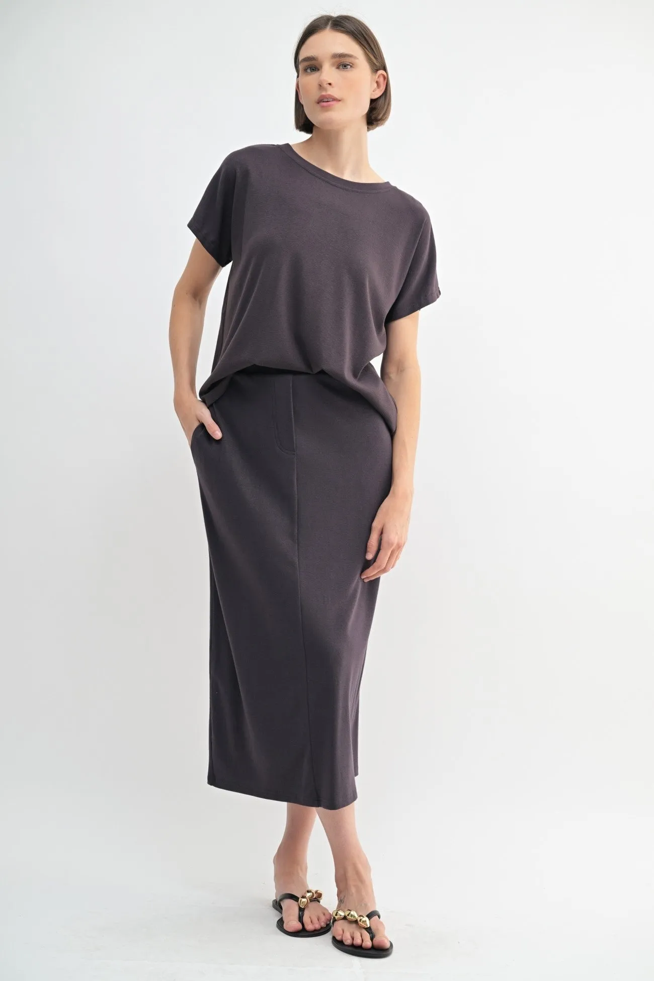 Stretch Midi Track Skirt