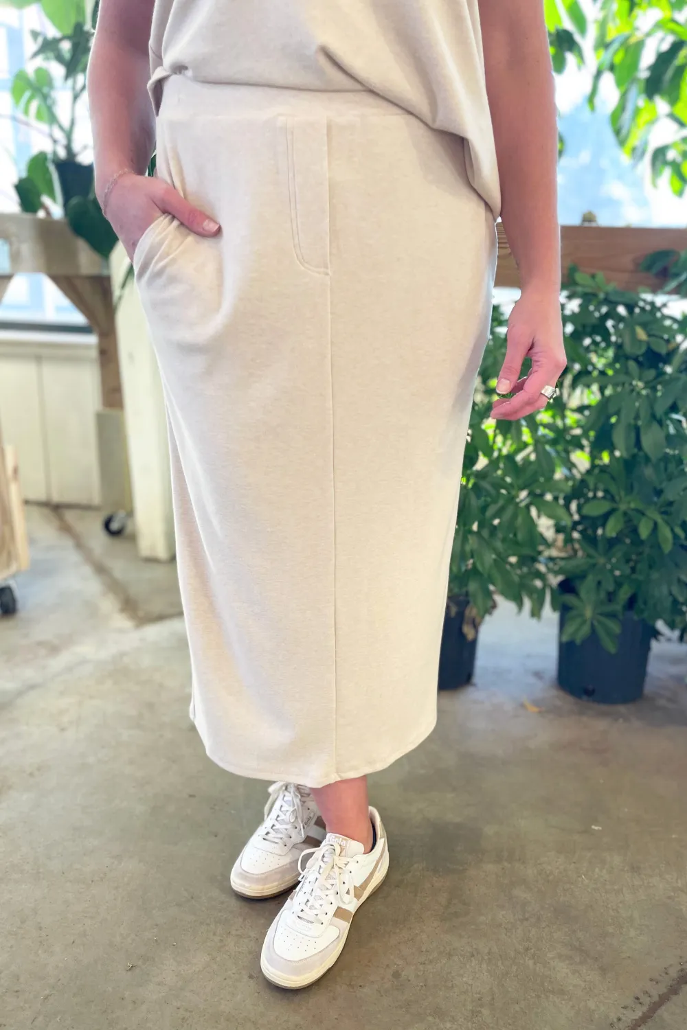 Stretch Midi Track Skirt