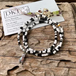 Stretch necklace or triple wrap bracelet with pup charm