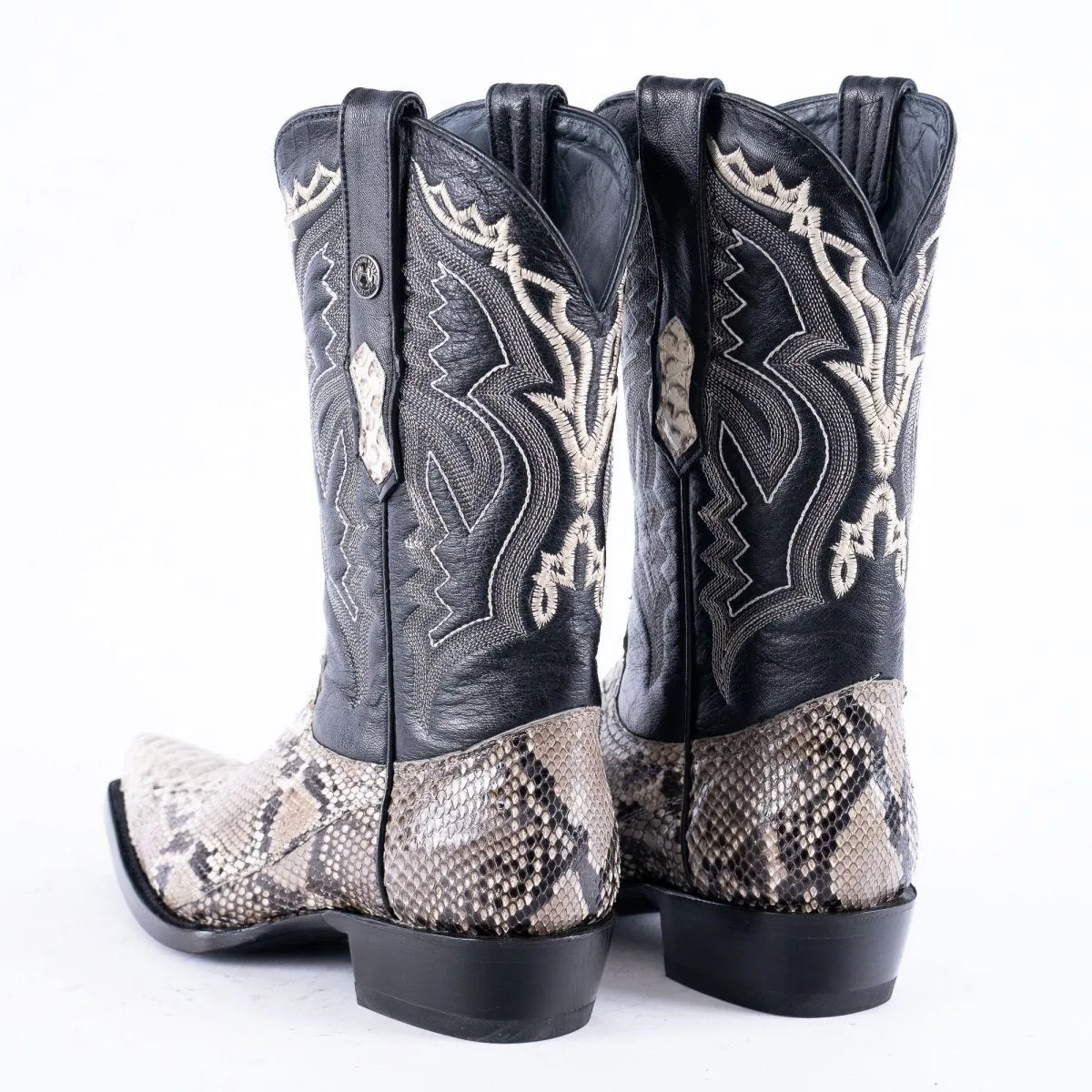 TANNER MARK EXOTIC LEATHER Python Natural Cowboy Boots Snip Toe