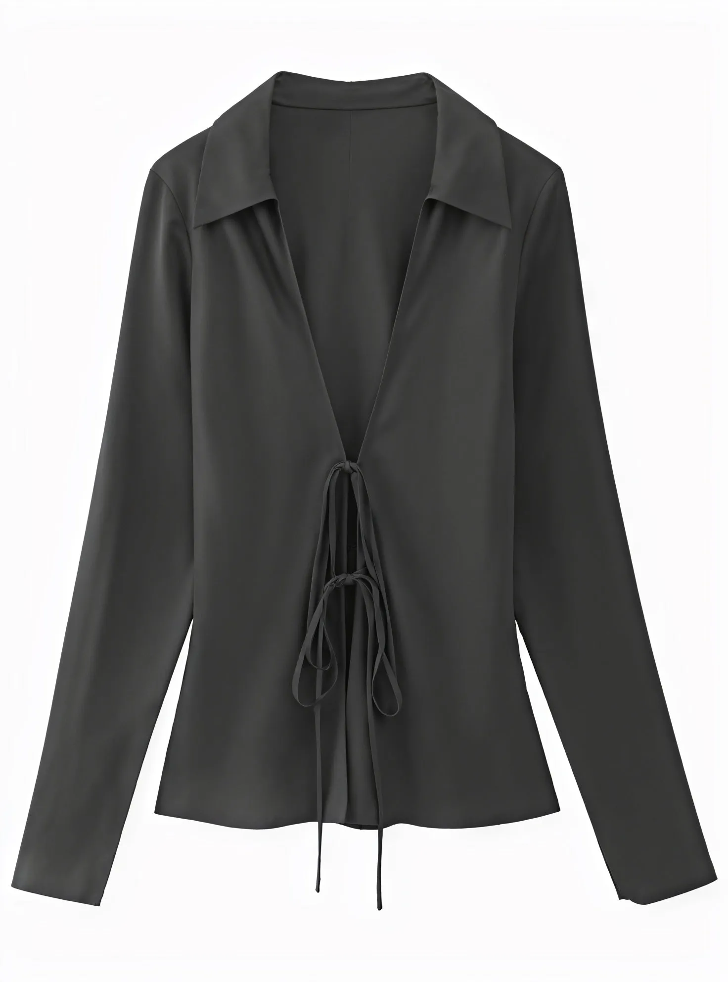 Tie-Front Blouse with V-Neck
