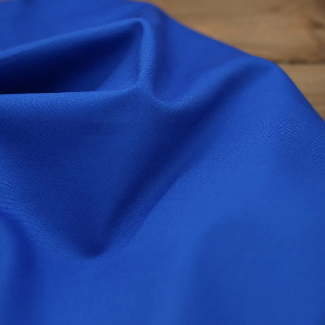 Tissu Fine Gabardine de coton unie Stretch - Bleu royal (Vendu par 10cm)