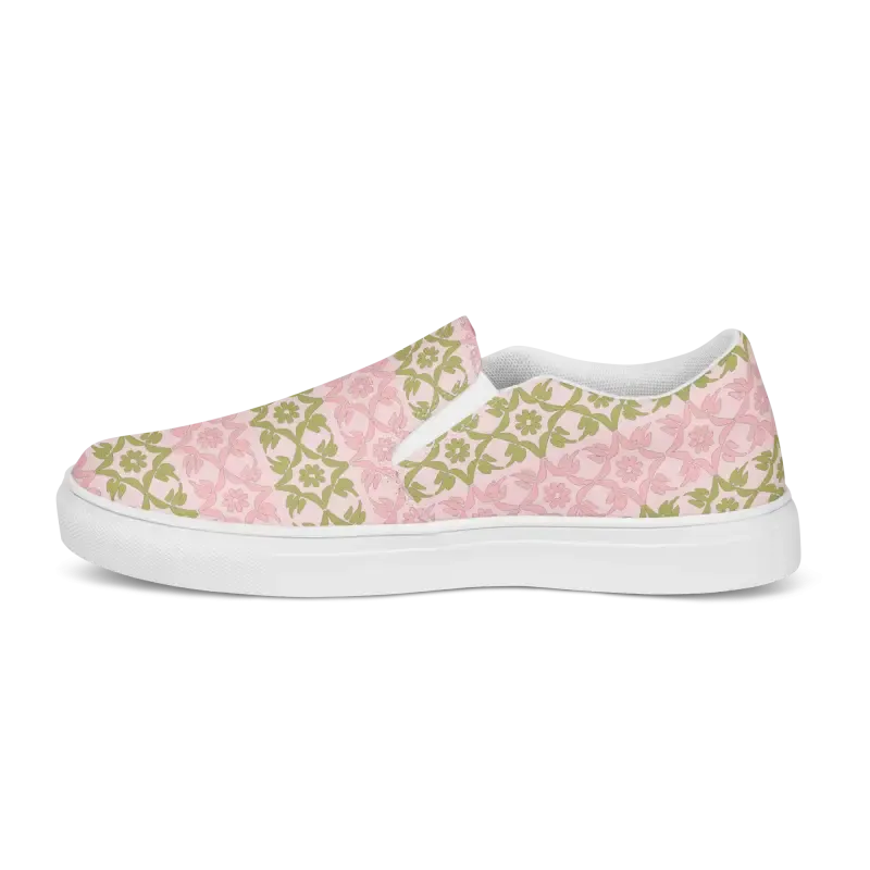 Trendy Canvas Shoes Pink Geometric Floral Pattern