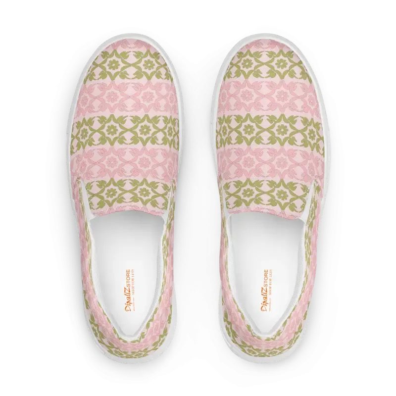 Trendy Canvas Shoes Pink Geometric Floral Pattern