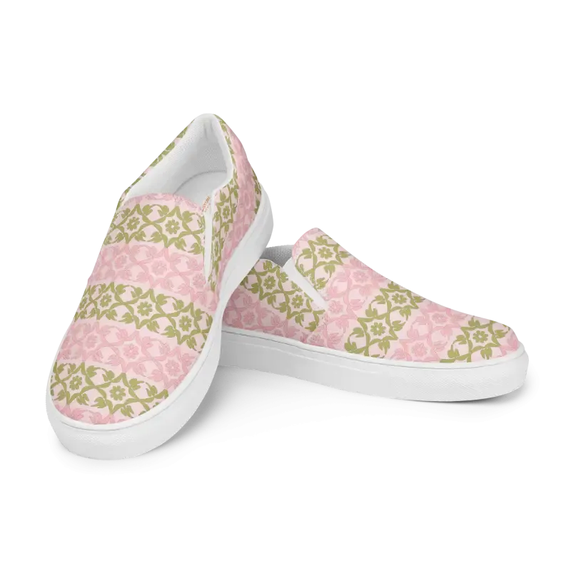 Trendy Canvas Shoes Pink Geometric Floral Pattern
